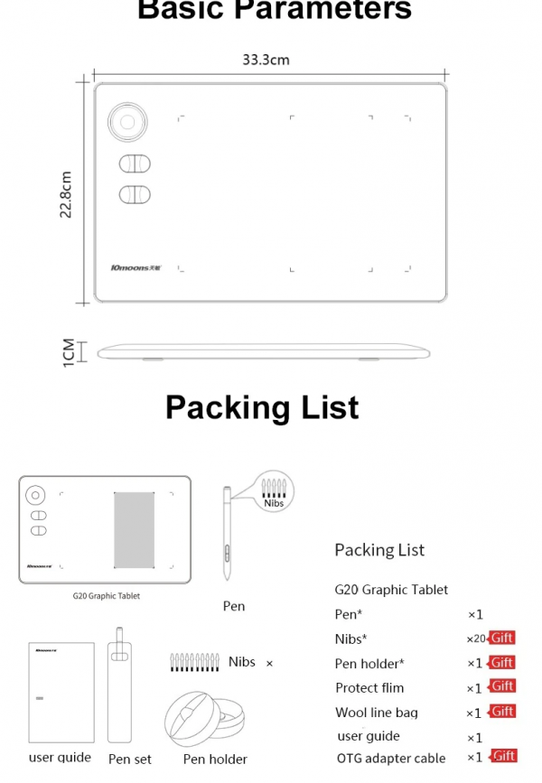 Graphics Tablet 10moons g20 13